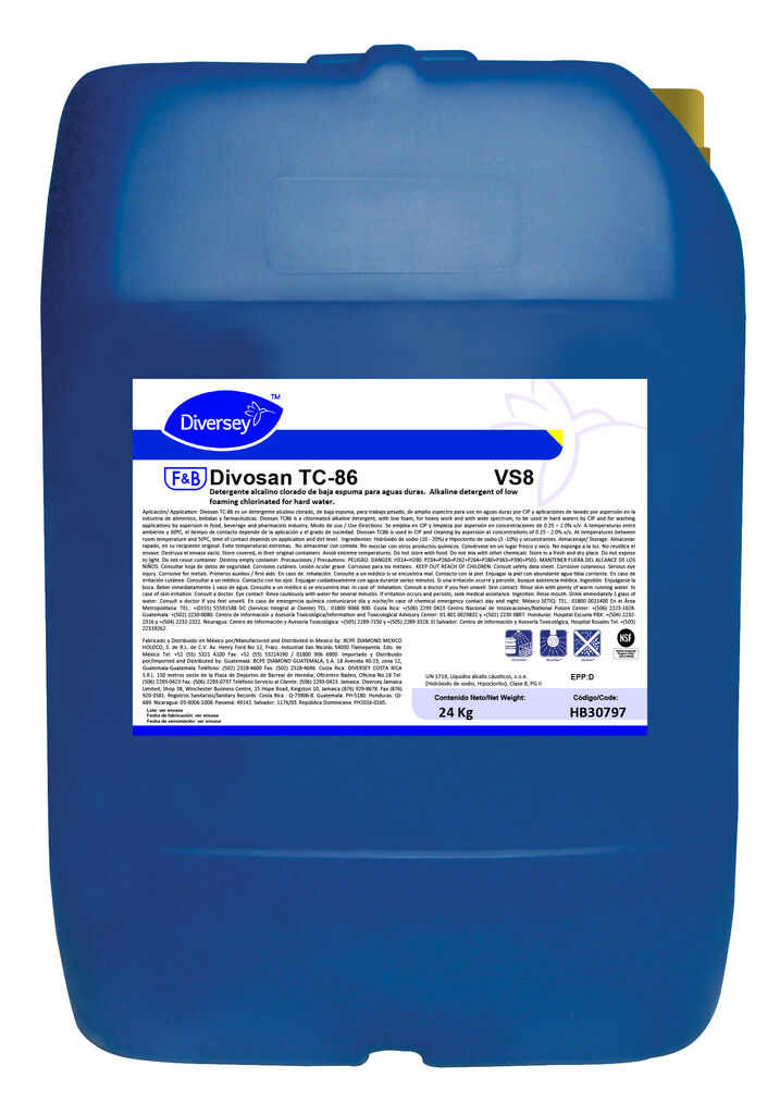 DIVOSAN TC 86 24kg - Limpiador Alcalino clorado no espumante